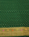 Zeenat mahal Emerald Green Katan Silk Sari