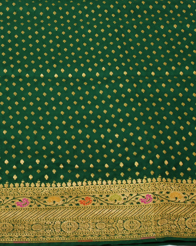 Zeenat mahal Emerald Green Katan Silk Sari