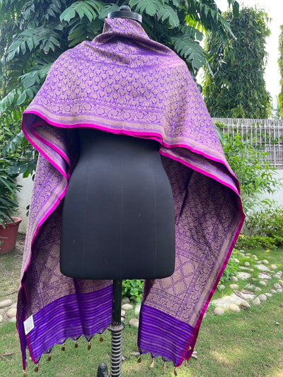 Vrinda Purple Katan Silk Brocade Dupatta