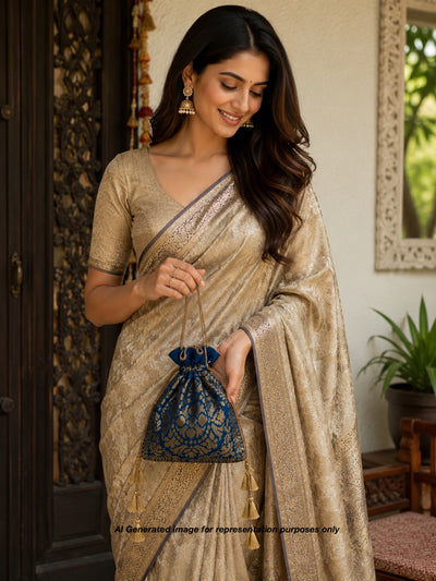 Neelmani Teal Blue Matka Georgette Potli