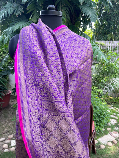 Vrinda Purple Katan Silk Brocade Dupatta