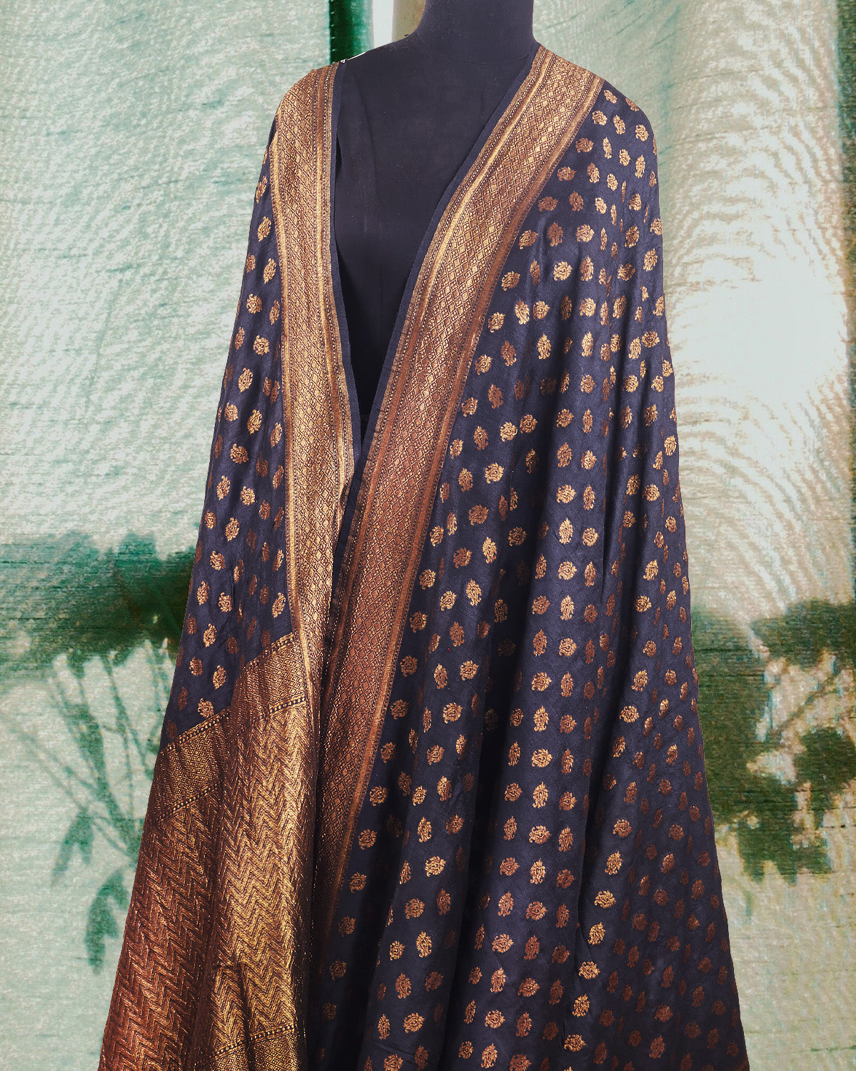 Ebony Black Matka Georgette Saree