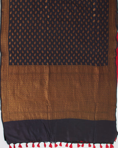 Ebony Black Matka Georgette Saree