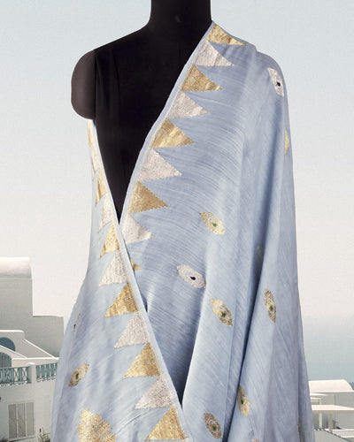 Swagat Toran Sky Blue Matka Georgette Saree