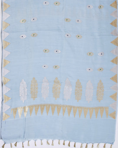 Swagat Toran Sky Blue Matka Georgette Saree