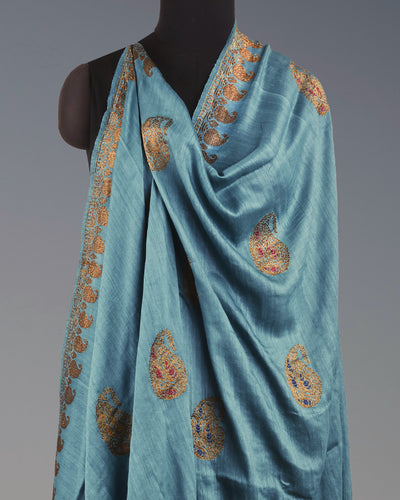 Surmai Slate Grey Matka Georgette Saree