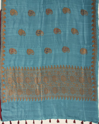 Surmai Slate Grey Matka Georgette Saree