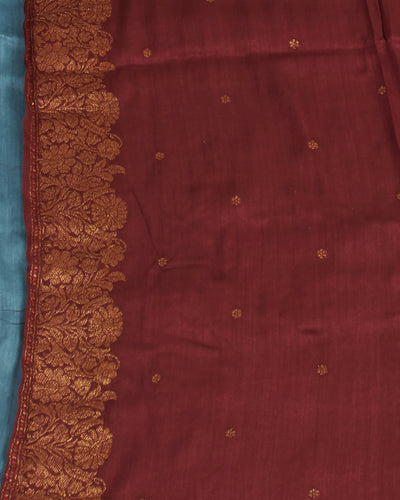 Surmai Slate Grey Matka Georgette Saree