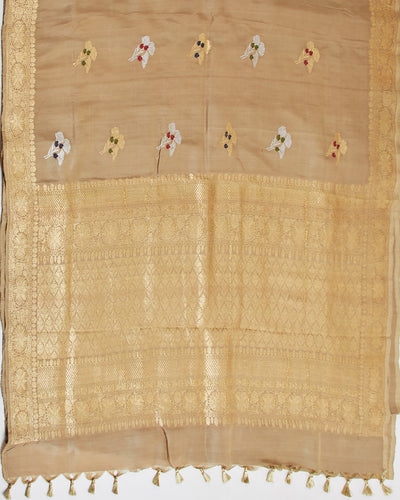 Treasured Moments Sepia Green Tussar Georgette Saree