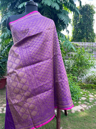 Vrinda Purple Katan Silk Brocade Dupatta