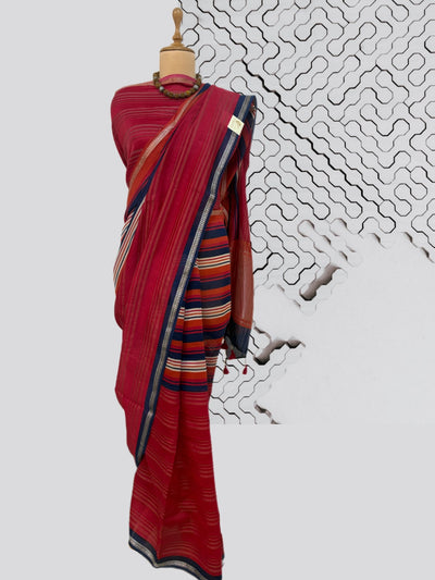 Summit Red Printed Cotton Saree