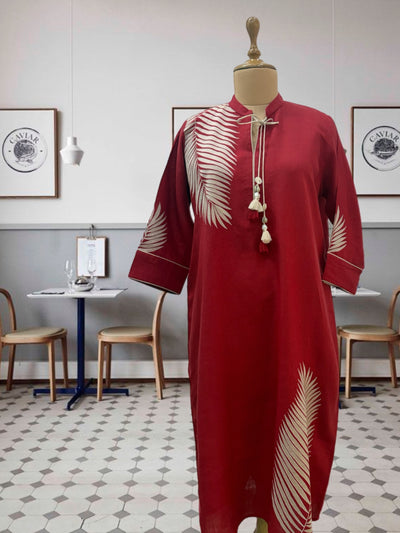 Red linen Kurta