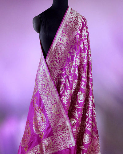 Bandhavgarh Magenta Purple Shikargah Katan Silk Saree