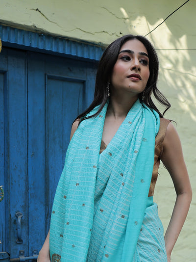 Myrah Blue Shibori Matka Georgette Saree