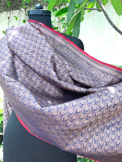 Malvika Grey Katan Silk Brocade Dupatta