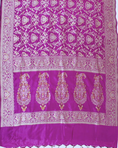 Bandhavgarh Magenta Purple Shikargah Katan Silk Saree