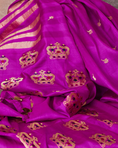 Coronation Crown magenta Soft Silk Saree