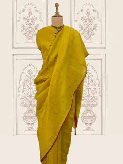 Yellow & Red Cotton Jamdani Saree
