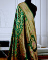 Zeenat mahal Emerald Green Katan Silk Sari