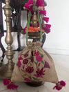 Mogra Beige & Lilac Raw Silk Potli