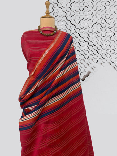 Summit Red Printed Cotton Saree