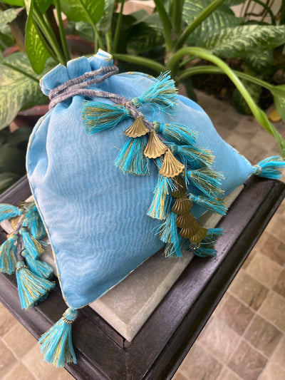 Navya Aqua Blue Gota Work Potli