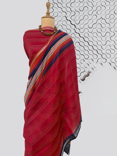 Summit Red Printed Cotton Saree