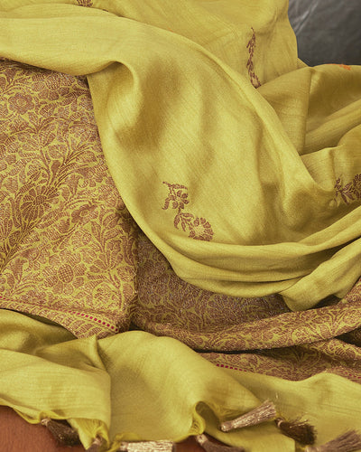 Noorjahan Green Kashmiri Jamavar Matka Georgette Saree