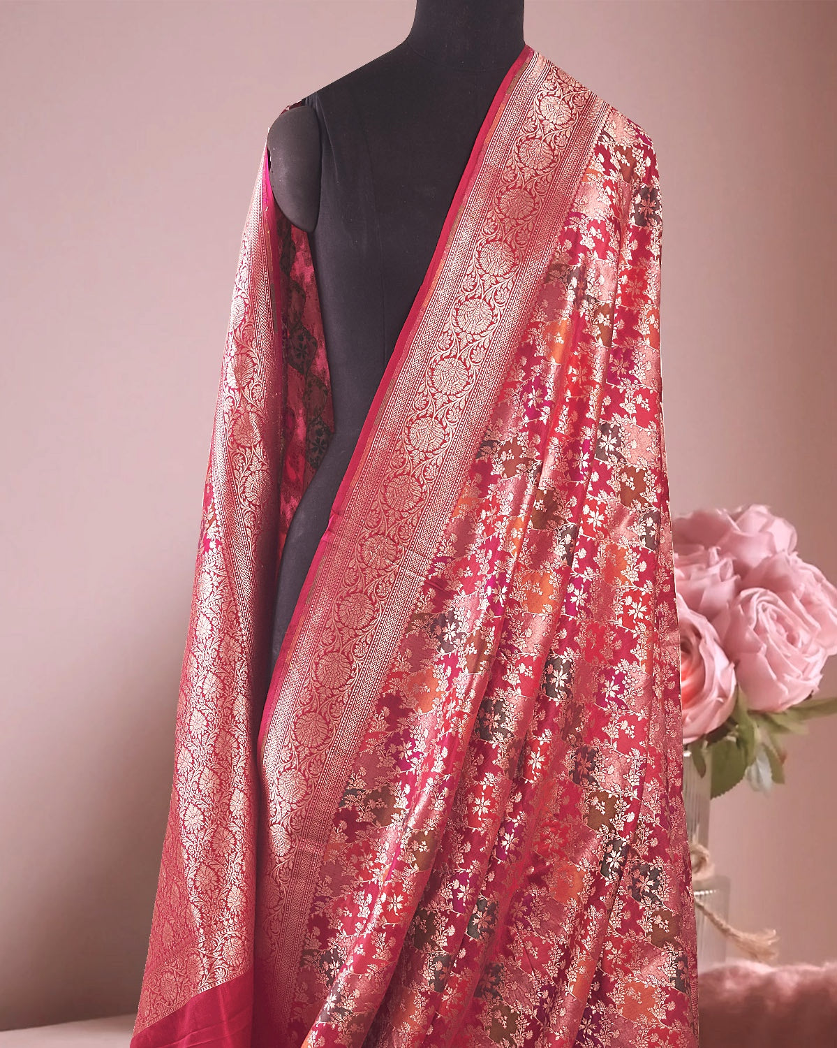 Yashodhara Pink Rangkaat Katan Silk Sari