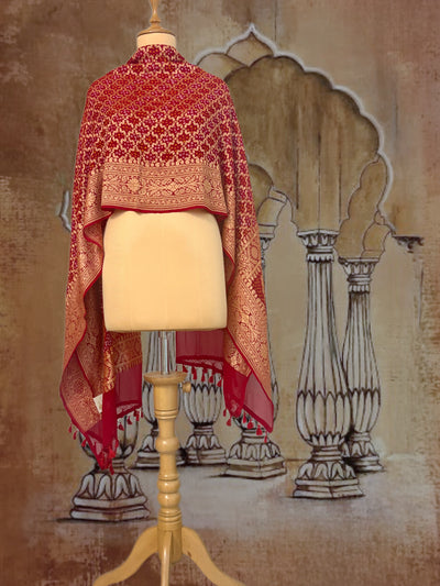 Mallika Red Bandhani Dupatta