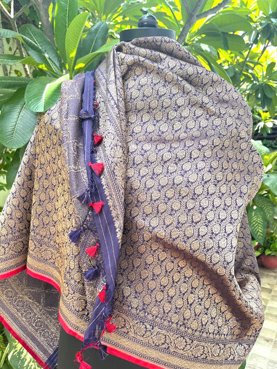 Malvika Grey Katan Silk Brocade Dupatta