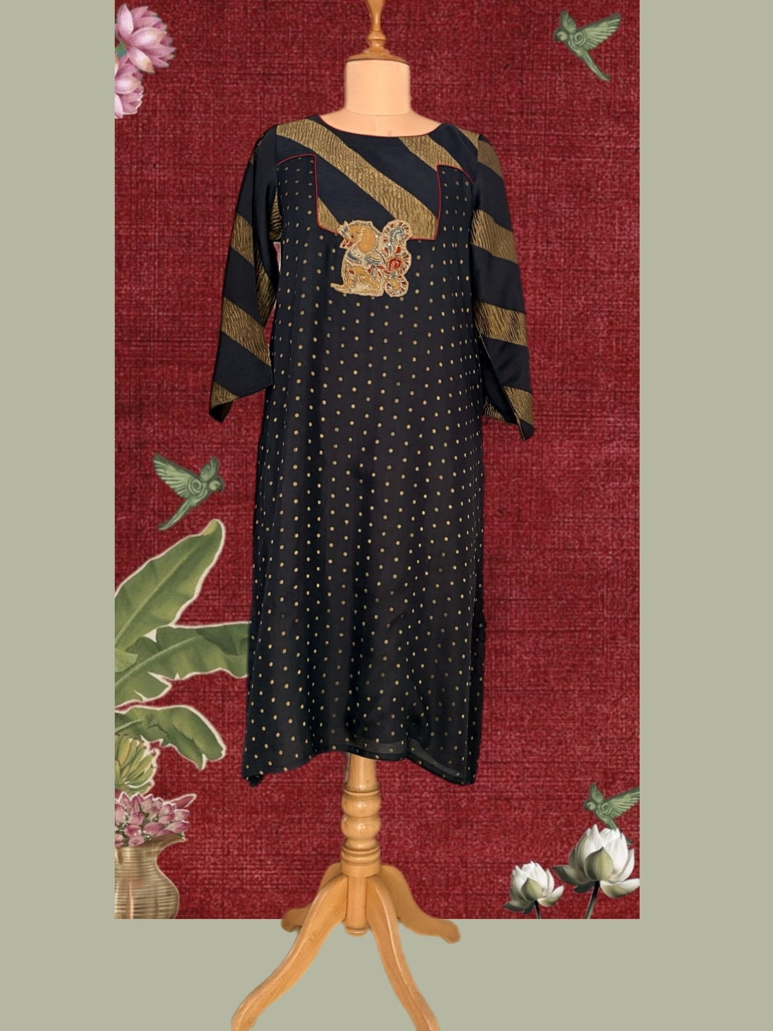 Black Kalamkari Matka Georgette Kurta