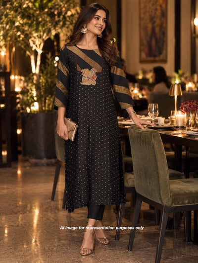 Black Kalamkari Matka Georgette Kurta