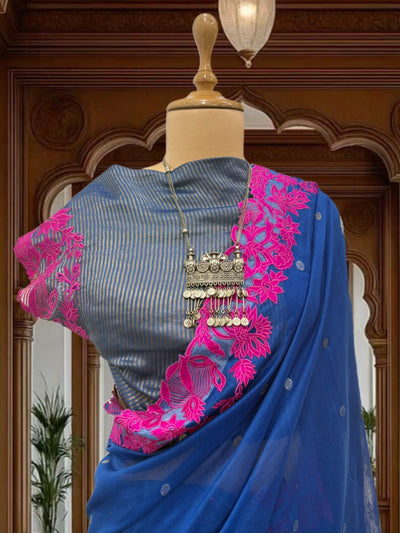 Neelima Blue Cutwork Cotton Sari