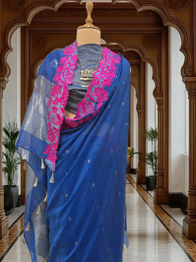 Neelima Blue Cutwork Cotton Sari