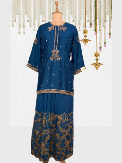 Teal Blue Sharara 2piece Set