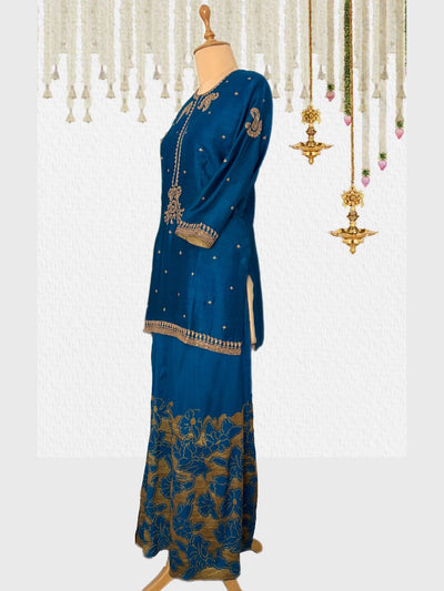 Teal Blue Sharara 2piece Set
