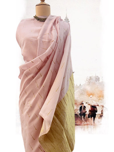 Pink & Gold Cotton Jamdani Saree