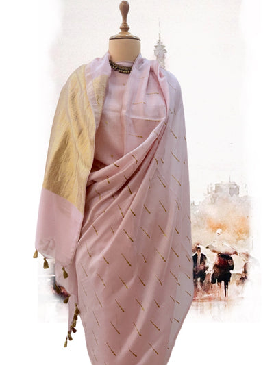 Pink & Gold Cotton Jamdani Saree