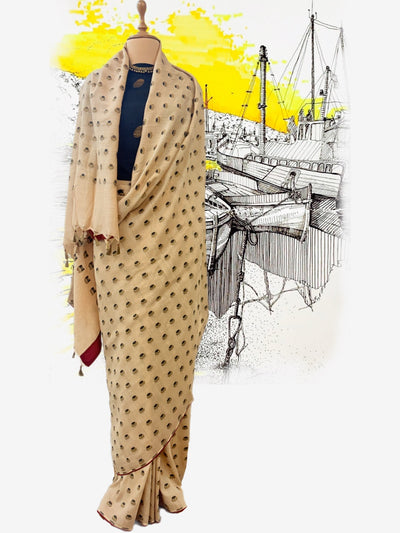 Fort Kochi Beige Matka Georgette Saree