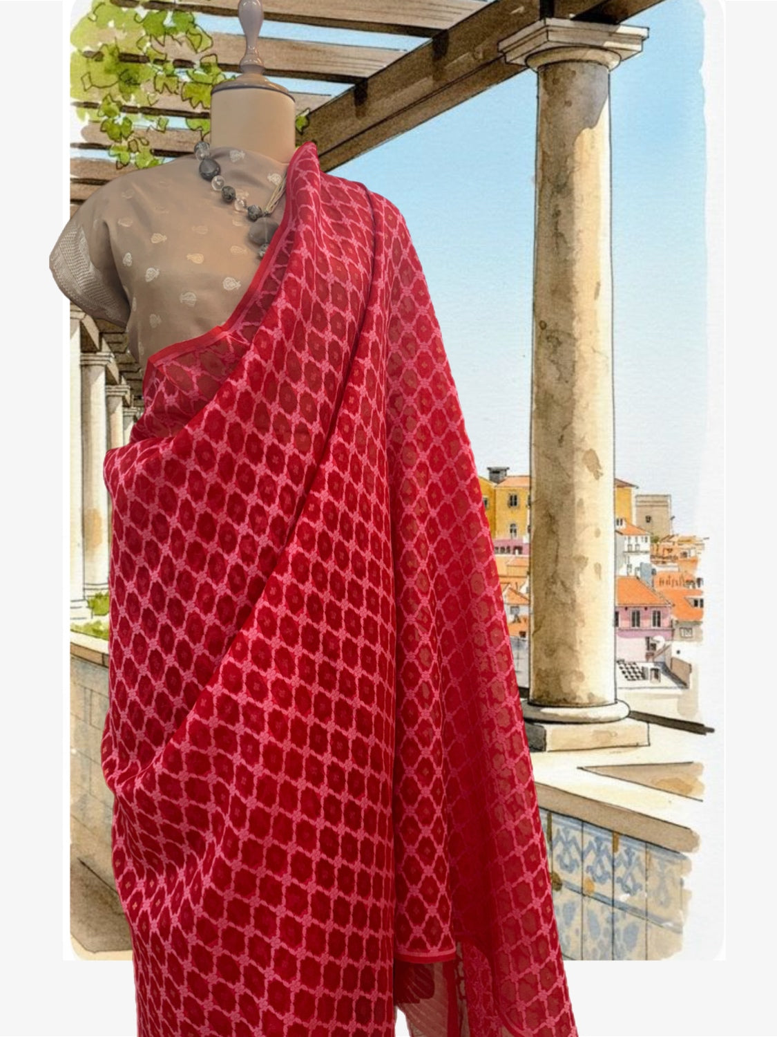 Chilly Red Organza Saree