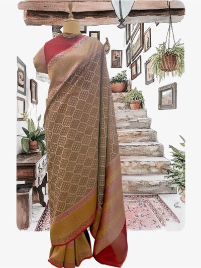 Roseate Brown Organza Saree