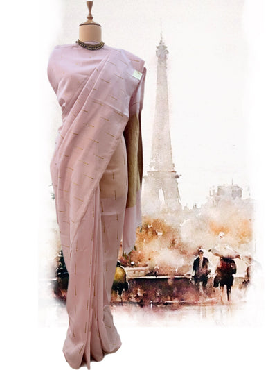 Pink & Gold Cotton Jamdani Saree