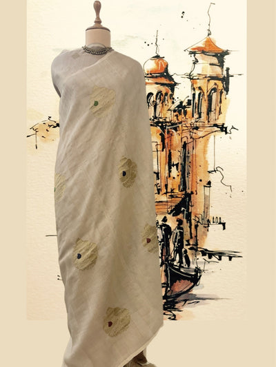Moksha Gold ivory Matka Georgette Saree