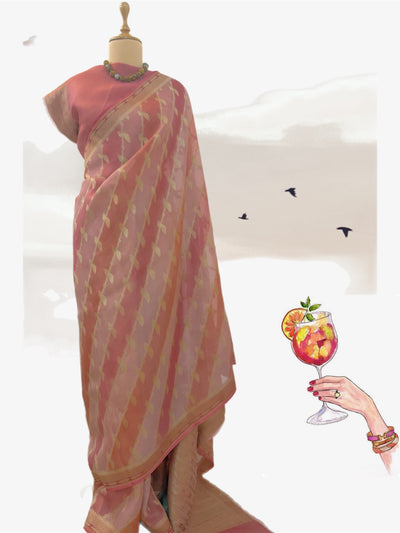 Melba Peach Organza Saree