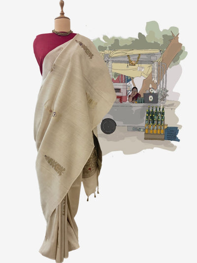 Candolim Mushroom Beige Matka Georgette Saree