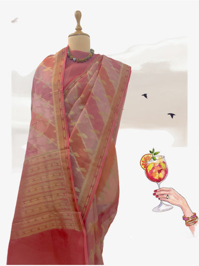 Melba Peach Organza Saree