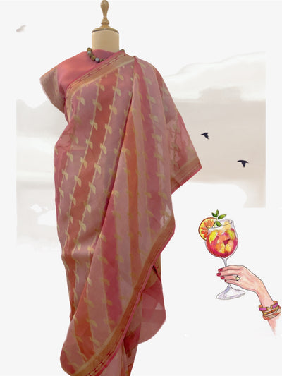 Melba Peach Organza Saree