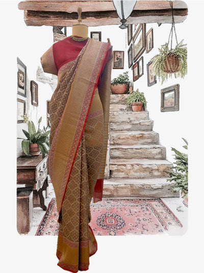 Roseate Brown Organza Saree