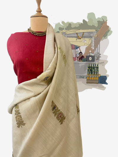 Candolim Mushroom Beige Matka Georgette Saree